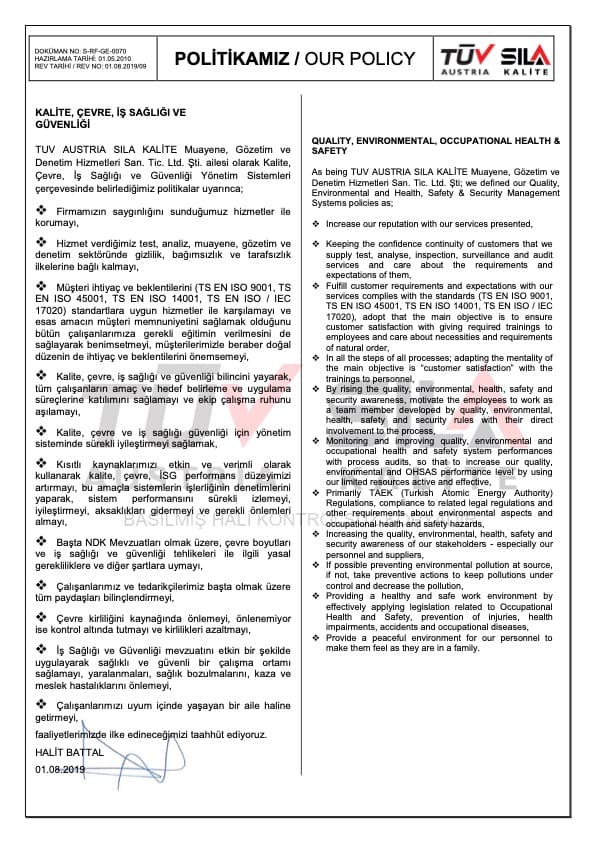 SILA QEHS Policy