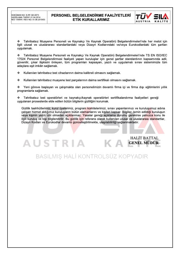 ISO 17024 Code of Ethics