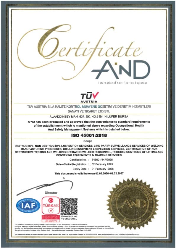 ISO 45001 Occupational Health & Safety Management System Certificate (English)